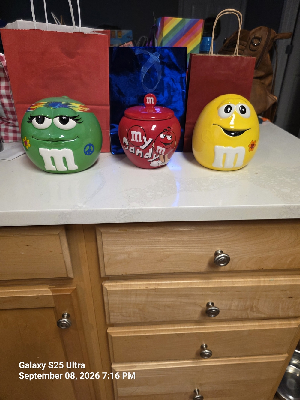 M&M'S Ceramic Candy Canisters in Green, Red, Yellow